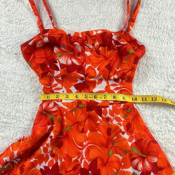 Vintage 60s 70s Paradise Hawaii sundress smocked hibiscus maxi dress , 10 - Picture 7 of 10